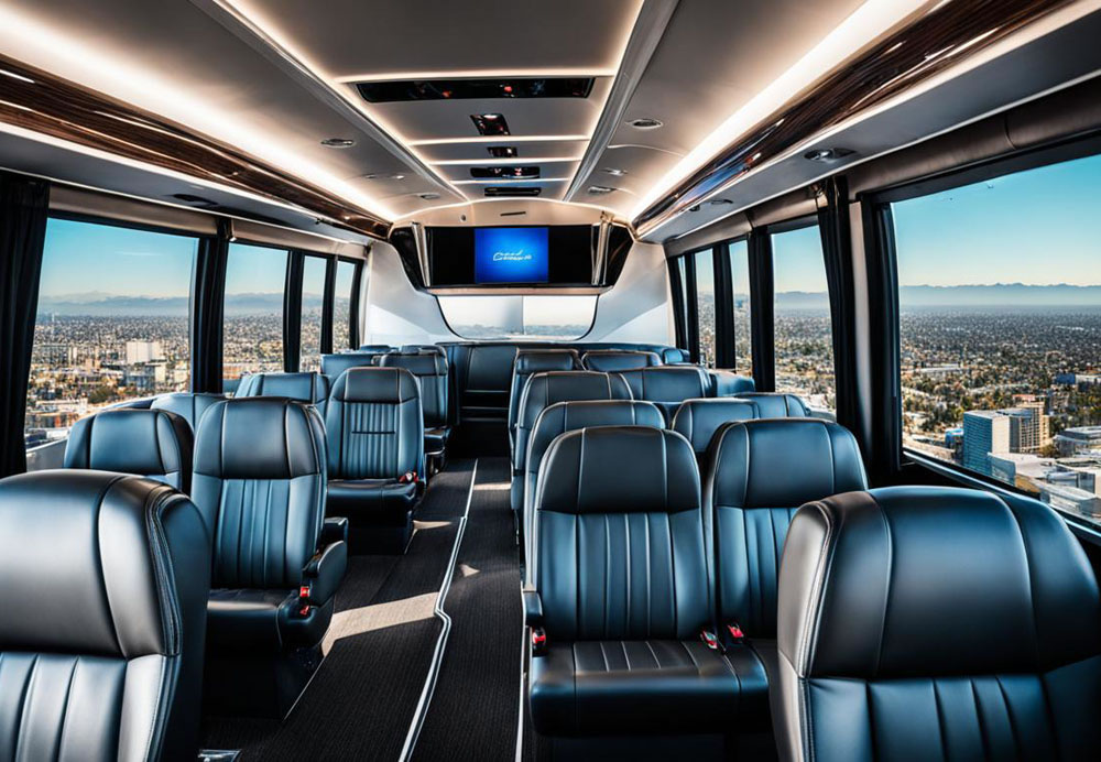 Luxurious LA charter bus interior