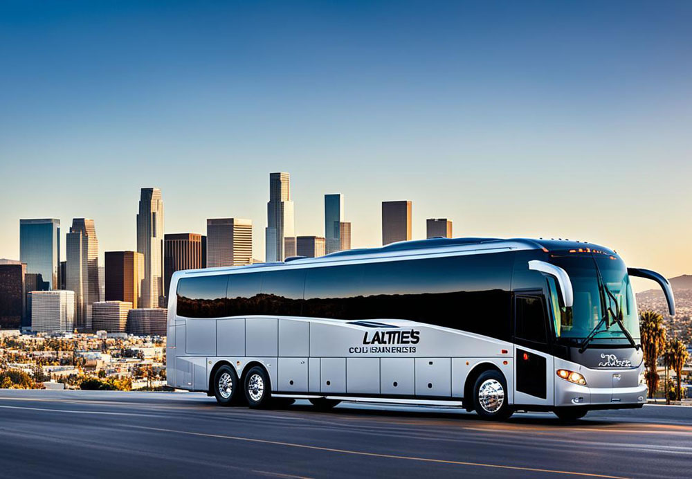 Corporate charter bus in Los Angeles